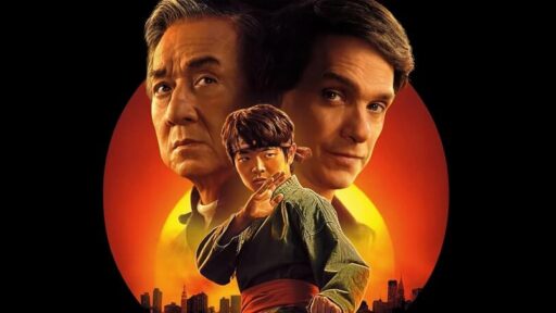 Ben Wang, Jackie Chan e Ralph Macchio em Karatê Kid: Lendas