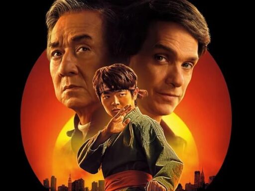 Ben Wang, Jackie Chan e Ralph Macchio em Karatê Kid: Lendas