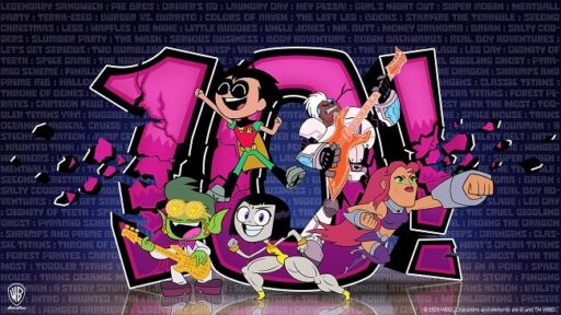 Cartaz de anúncio da 10ª temporada de Os Jovens Titãs em Ação