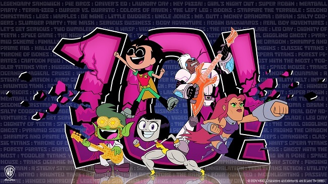 Cartaz de anúncio da 10ª temporada de Os Jovens Titãs em Ação
