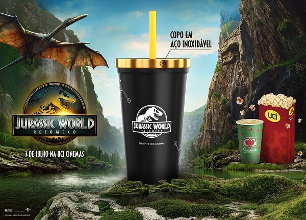UCI lança combo com copo de aço para a estreia de “Jurassic World Recomeço”