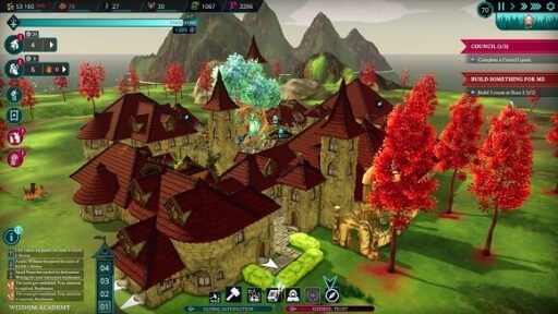 Wizdom Academy - jogo city builder de bruxaria